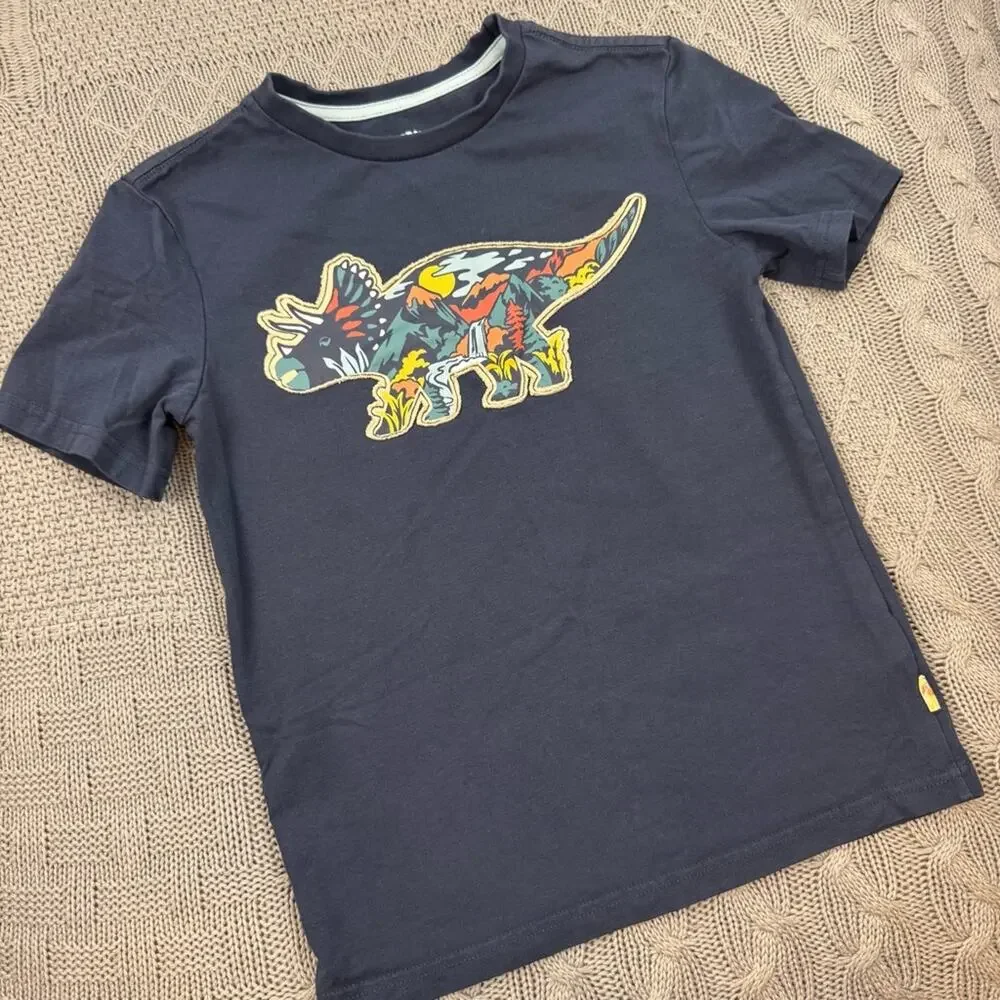C & C California Kids Collection Blue Short Sleeve Tee with Dinosaur Graphic 7/8
